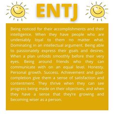 a yellow and white poster with the words entj on it's side