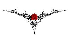 a red rose on top of a black and white tattoo design