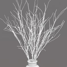 a white vase filled with branches on top of a table