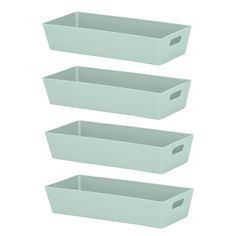 three white containers are stacked on top of each other