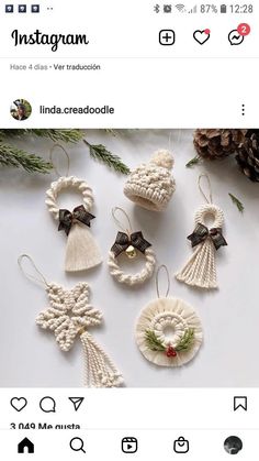 an instagram page with christmas ornaments on it