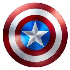 the captain's shield has a star on it, and is red white and blue