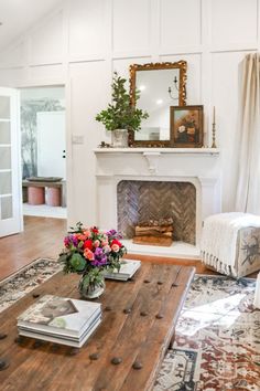 the living room is clean and ready for guests to use it as a focal point