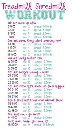 a workout schedule with the words treadmill and strength