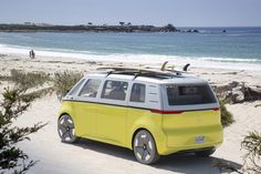 an electric vehicle is parked on the beach