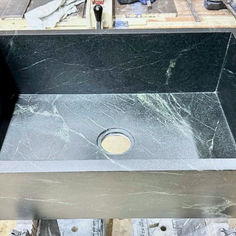 Our beautiful customer PA soapstone sloped apron farmhouse sink is ready for pickup. Apron Farmhouse Sink, Custom Sinks, Farmhouse Apron Sink, Farmhouse Sink, Marble Top, You've Been