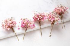 Wedding hair accessories. Wedding hair pins white and pink baby's breath bridal hair pin 5 PCS.  Estimated delivery times: All parcels to United States will be delivered via UPS - 4-8 business days,  phone number is required for the courier. Parcels within EUROPEAN UNION UPS standard service 2-4 business days Parcels to Australia will be shipped via Standard Airmail and shipping time takes 2 weeks. Wedding Hairstyles And Makeup, Beautiful Hair Accessories, Hair Jewelry Wedding, Wedding Hair Pins, Bridal Hair Pins, Wedding Hair And Makeup, Real Flowers, Pink Hair, Wedding Hair Accessories