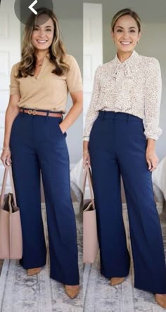 Jw Pants Outfits, Navy Blue Slacks Outfit Mens, Profesional Outfit Women Work, Blue Slacks Outfit Mens, Spring Work Outfits For Women 2024, Blue Slacks Outfit, Navy Dress Pants Outfit Women, Blue Slacks Outfit Women, Work Outfits Women Office Summer