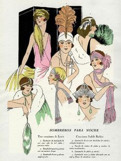 an old fashion magazine cover with women dressed in flappers and headdresses