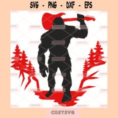 an image of a bigfoot with trees in the background and text that reads svg png dxf eps