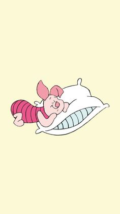 a cartoon character laying on top of a pillow in the shape of a sleeping pig