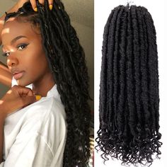 PRICES MAY VARY. 【Goddess Locs Hair Material】: 100% Handmade by professional braid stylists. no frizz, no chemicals, shedding free, tangle free, curly crochet hair extension for black women. 【Size & Color】:12 inches long,1B,60g/pack, 20 Roots/pack, 6 packs/lot, Normal this is enough hair to complete you install. 【Goddess Locs Crochet Hair Advantages】: Made with 100% high quality low temperature hot water setting synthetic fiber, super soft and silky, itch free, shedding free, no chemicals, no sm Straight Faux Locs, Black Women Crochet, Soft Faux Locs, Goddess Locs Crochet, Faux Locs Crochet, Synthetic Braiding Hair, Braiding Hair Extensions, Curly Crochet Hair Styles, Locs Crochet