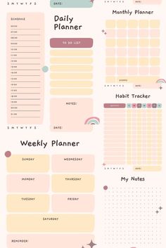 the daily planner is shown in pink and blue