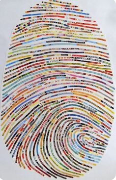 an image of a fingerprint made out of many different colored lines and words on a white background