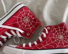 Embroidered Converse, Spider Webs, Swag Shoes