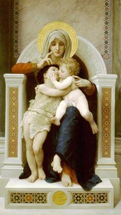 the virgin and child are depicted in this painting