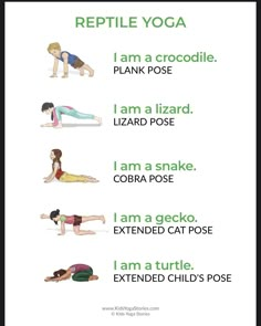 an exercise poster with the words reptile yoga