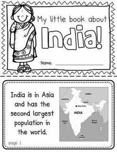 india worksheet with pictures and words to help students learn about the country in their own language