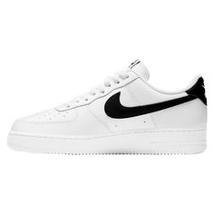 Men's Nike Air Force 1 '07 White/Black Size: 10.  Color: Multicolor.  Gender: male.  Age Group: adult. Nike Mens Tennis Shoes, Nike Air Monarch Iv, Nike Air Max Ltd, Beaverton Oregon, Nike Sneakers Mens, Nike Air Monarch, Nike Casual, Reebok Royal, Mens Slip On Shoes