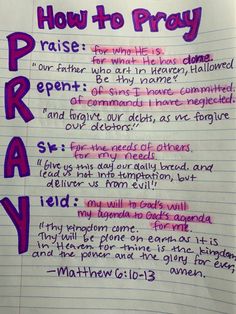 a piece of paper with writing on it that says how to pray praise for what he has done