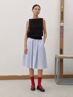 Composition : COTTON 100%Color : SKYCountry of Origin : KOREA Summer Korean Outfits, Skirt Over Jeans, Japanese Minimalist Fashion, Summer Grunge, Outfit Korean, Copenhagen Style, Eclectic Fashion, Slip Skirt, Colorful Socks