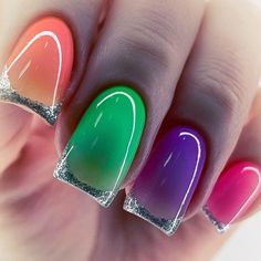 Multi Coloured Nails, Pastel Nail Ideas, Whimsical Nails, Purple And Pink Nails, Coloured Nails, Rainbow Nails Design, Cute Nail Colors, Royal Blue Nails, Grey Hair Dye