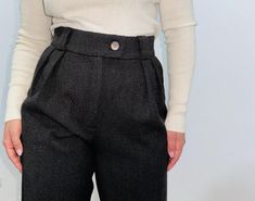 ❗️In  this listing, you'll find the trousers at a promotional price because they are made from fabrics that are almost out of stock. Due to the limited supply, I won't be able to make sizes larger than L from these fabrics. If you're interested in purchasing a different sizes or fabrics, please check out this listing:  https://allthevintagelovers.etsy.com/listing/1784939921  ❗️ These trousers feature a high-waisted design with a tailored fit that accommodates wider hips without being overly loos Wider Hips, Cozy Oversized Sweaters, Slouchy Tote, Oversize Pullover, Satin Camisole, Pull Oversize, Womens Trousers, Pleated Trousers, Wool Trousers