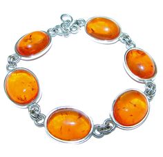 Handmade Unique 925 Sterling Silver bracelet with unique one of a kind Amber,  22.50 grams of marvelous handcrafted jewelry design. Only one piece availble ready to ship! It's unique worldwide bracelet - simply piece of art in world of fine jewelry. Beautiful BALTIC  Amber .925 Sterling Silver handcrafted  Bracelet  BRACELET DETAILS: Weight: 22.50g; Material: Sterling Silver; Main stone: Amber; Width (widest section): 3/4 inch; Inner circumference: 7-8 inch; Clasp: Lobster-claw labs; Stamp / Mar Luxury Handmade Amber Jewelry, Luxury Amber Bracelet For Gift, Luxury Amber Necklaces Fine Jewelry, Nickel-free Oval Sterling Silver Bracelets, Sterling Silver Bangle Bracelets With Cabochon, Nickel-free Sterling Silver Bracelets, Unique Handmade Sterling Silver Bracelet, Spiritual Sterling Silver Bracelet With Polished Finish, Unique Oval Bracelets As Gifts