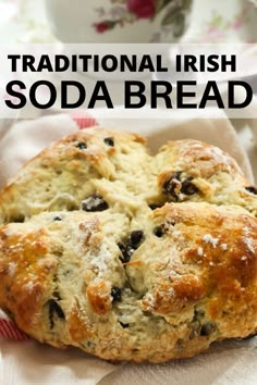 traditional irish soda bread with raisins on top