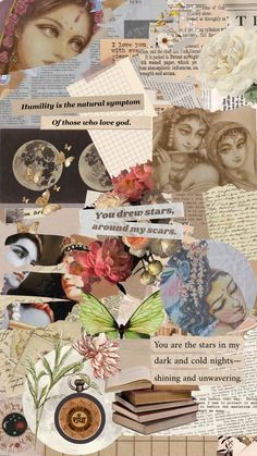 a collage with many different pictures and words on it's side, including an image