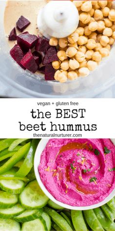 the best beet hummus recipe is made with fresh ingredients like cucumbers, celery and chickpeas