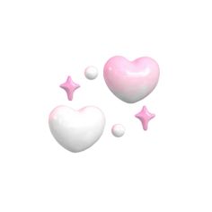 two white and pink heart shaped balloons with stars