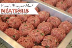 meatballs in metal pans with text overlay that reads easy french meal meatballs