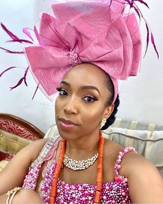 Bow Headband made of asooke. Already Sewn to just fix on the head Ankara And Cord Lace Combination, Cogic Hats, Ankara Fascinator, Zara Cap, African Head Dress, Kentucky Derby Style, Fascinator Hats Diy, African Hair Wrap, Fascinator Hats Wedding