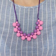 Modern silicone necklace for women Beads are extremely pleasant to the touch. These necklaces can assist in keeping hands busy when you feel tension, stress. Silicone Bead Ideas, Chew Necklace, Fidget Necklace, Silicone Necklace, Pink Statement Necklace, Nursing Necklace, Chunky Bead Necklaces, Woven Necklace, Dog Necklace