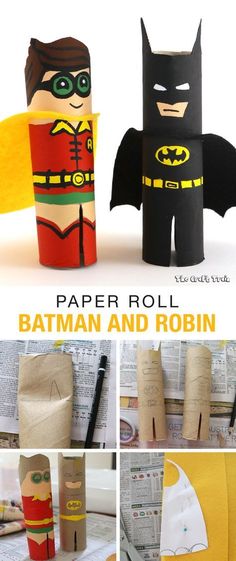 paper roll batman and robin crafts for kids