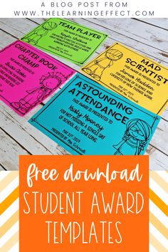 the free printable student award templates for students to use on their own projects