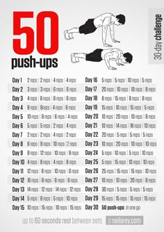 the 50 push ups workout poster is shown