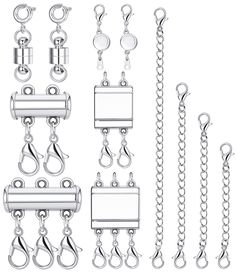 PRICES MAY VARY. PACKAGE CONTENTS: You can get 8 pieces magnetic clasp and 4 pieces stainless steel necklace extender chains. they are in various sizes and colors, enough to meet you DIY need or share with friends. MATERIAL & SIZE: The necklace clasp with strong magnet material, easy to attach and so far stay put. The extender chain is made of 316L Stainless Steel, durable and not to faded out easily. The chain extender length is 2'', 3'', 4'', 5'', satisfy your various size needs. EASY TO USE: Adjustable Metal Chain Necklace With Rectangular Links, Adjustable Metal Necklace With Extender, Adjustable Chain Link Bracelet With Extender, Stainless Steel Necklace With Adjustable Chain And Rectangular Links, Necklace Connectors, Magnetic Necklace, Magnetic Jewelry, Necklace Extender, Necklace Clasps