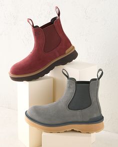 A sportier take on Chelsea boots, to wear rain or shine, year after year. Crafted to last in waterproof suede or leather with a comfy footbed and lightweight sole.  By SOREL.  Gores at sides.  Back and front pull tabs.  Textile-wrapped die-cut EVA footbed.  Man-made sole. Scandinavian Fashion Winter, Sorel Chelsea Boot, Fashionable Winter Boots, Short Winter Boots, Waterproof Leather Boots, Shop Boots, Winter Fashion Boots, Scandinavian Fashion, Womens Rain Boots