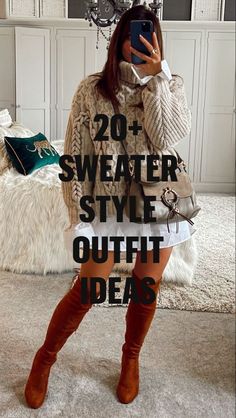 Sweater Style Outfits, Sweater And Jeans Outfit, Cute Sweater Outfits, Sweater And Jeans, Winter Skirt Outfit, Sweater Ideas, Winter Inspired, Outfits For Fall, Sweater Outfit