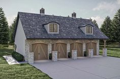 an artist's rendering of a two car garage