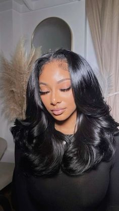 Lace Frontals Sew In Black Women, Blow Out Curls Black Woman, Grown Woman Hairstyles For Black Women, Layered Wig Black Women, Hairstyles Wigs, Blowout Hair