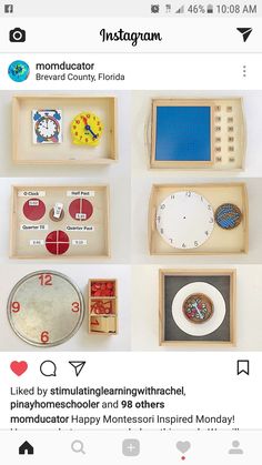 an instagram page with several different items on the top and bottom, including clocks