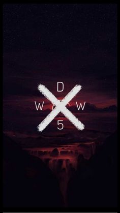 the logo for dw5 on a dark background with mountains and stars in the sky