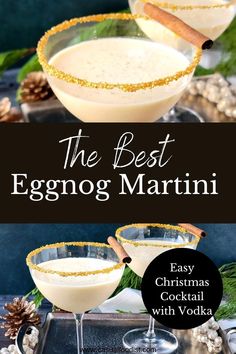 This is the best Eggnog Martini recipe, perfect for the holidays! With vodka, amaretto and eggnog this martini is a festive drink for the holidays. Whether you make a single cocktail or a batch cocktail for a group this is an easy eggnog cocktail everyone will love. The best eggnog martini recipe. www.casualfoodist.com Egg Nog Cocktail Recipe, Winter Cocktails Recipes Easy, Adult Holiday Drinks, Eggnog Cocktail Recipe