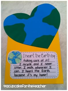 a piece of paper that says i hear the earth by taking care of it