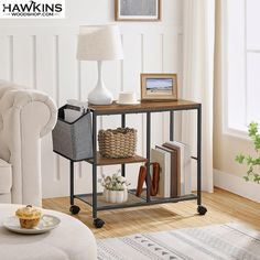 a living room scene with focus on the end table