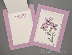 two thank you cards with flowers on them