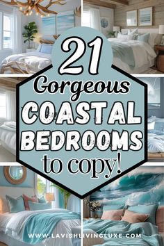 Coastal bedroom Guest Bedroom Ideas Beach Theme, Coastal Decorating Bedroom, Coastal Decorating Ideas Beach Inspired, Beach Bedroom Inspirations, Vintage Coastal Home, Bedroom Ideas Beach Theme, Coastal Glam Decor, Bedroom Ideas Beach